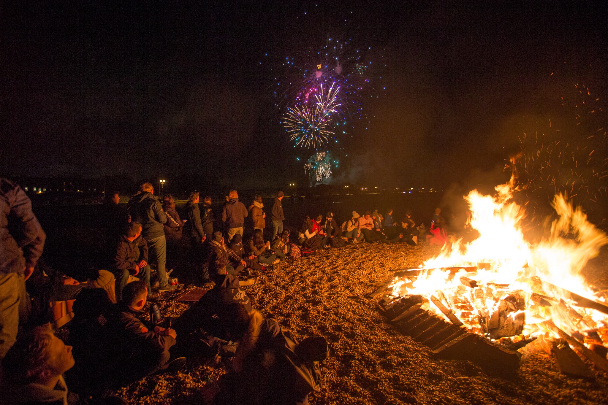 UPSAC Bonfire Night poster: annual bonfire meet on Southsea beach, 7pm bonfire lighting, 7:45pm fireworks